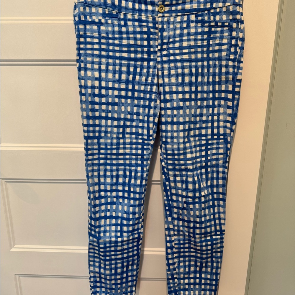 Lilly Pulitzer Kelly Skinny Ankle Pant Bennett Blue Feelin Beachy Size 6